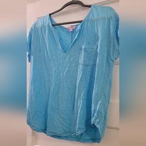 Lilly Pulitzer notch neck shirt blue